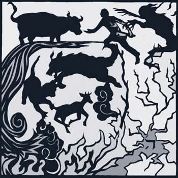 Woodcut illustrating Jewish song Chad Gadya