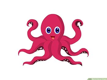 Cartoon of a red octopus smiling