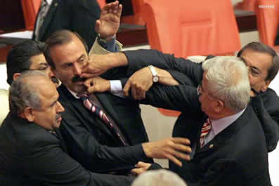 Fistfight among politicians in Turkey