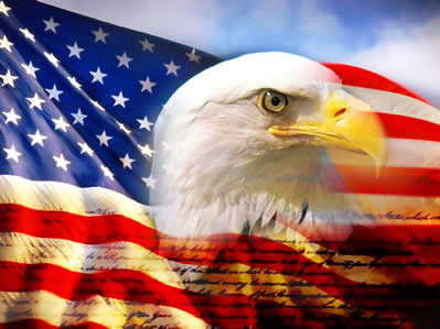 Patriotic picture with flag and eagle
