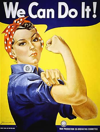 WW II 'we can do it' poster with woman showing bicep muscle