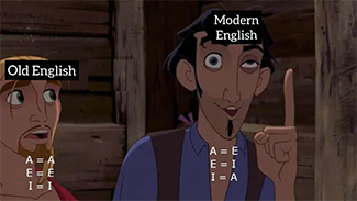 Cartoon of Old and Modern English